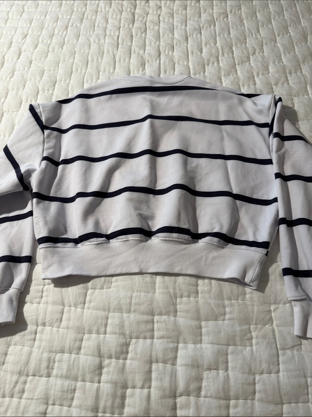 Athleta White and Navy Striped Crew Sweatshirt - Picture 7 of 9